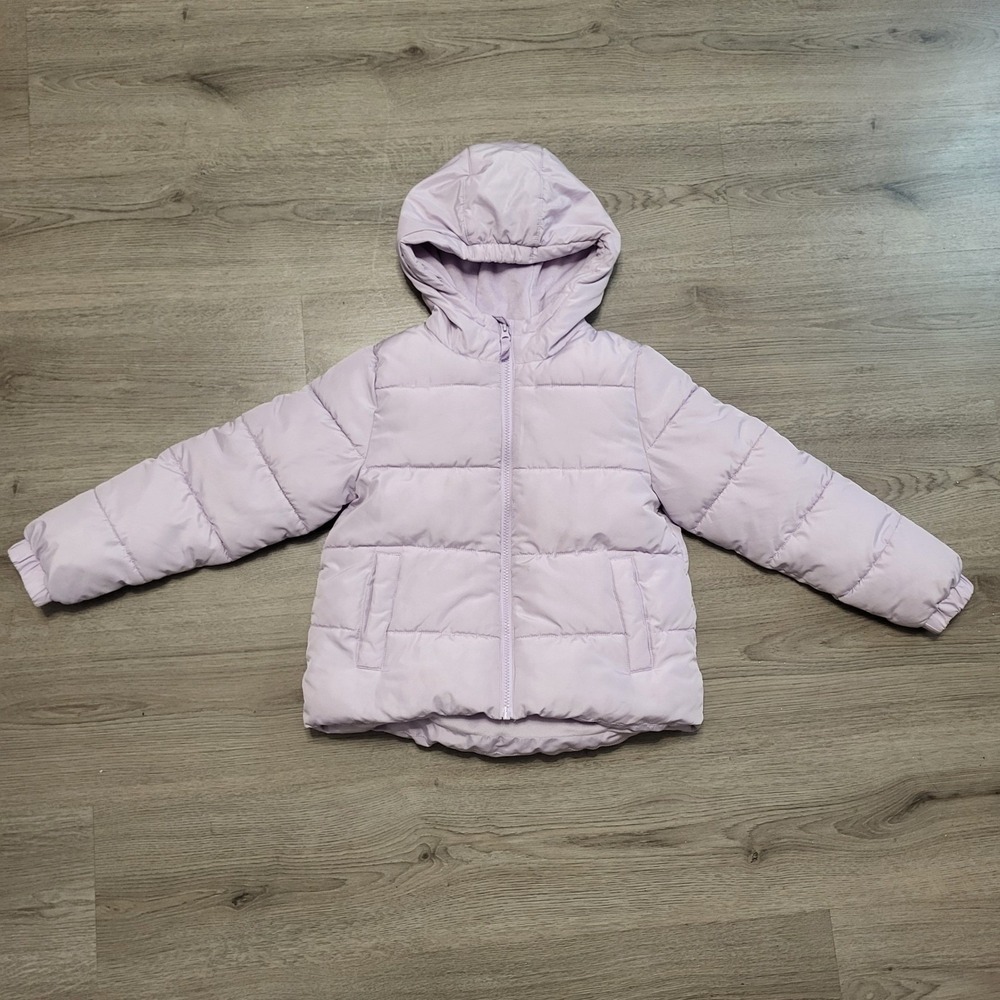 Kids Swiss Tech Puffer Jacket Light Lavender Hooded Zip Up Girls sz‎ M 7-8 Years